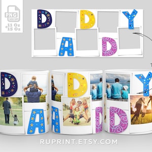 Papá - Diseño de taza para el Día del Padre, plantilla para taza de 11 oz y 15 oz, diseño de sublimación de taza con foto, taza de papá para sublimación