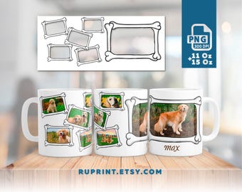 Dog memorial mug, Dog mug wrap PNG, Dog mom or dog dad mug design, Custom pet lover mug, Dog photo gift, Sublimation dog mug designs