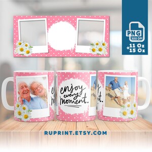 Photo mug wrap PNG, Sublimation mug template, Custom Photo mug for grandma, mug personalized