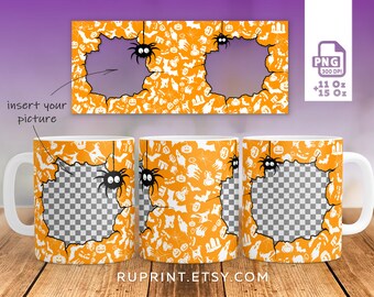 Mug wrap Halloween, Halloween sublimation designs downloads for mugs 11Oz and 15Oz, Halloween mug png, fall mug PNG