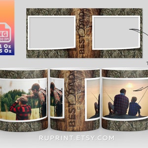 Best Dad ever mug, Fathers Day mug with picture, Photo mug wrap PNG, Digital template for sublimation mug for Dad Father&#39;s day