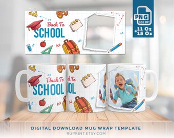Taza con foto escolar (PNG), regalo personalizado para graduados, collage de fotos escolares para recordar el colegio
