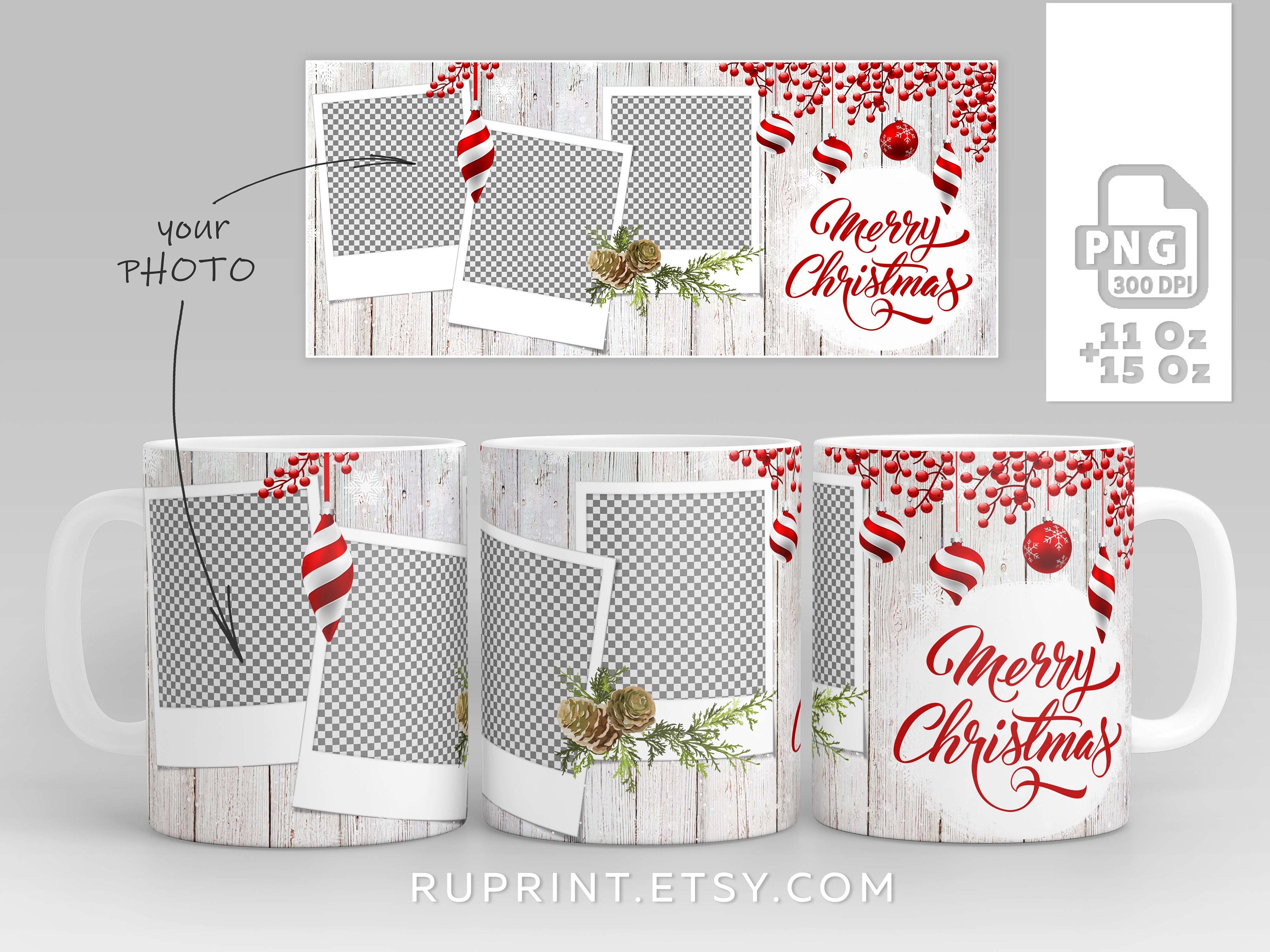 Reindeer Christmas Mug Wrap Sublimation, 11 oz (2720616)