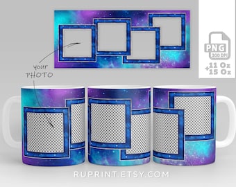 Photo collage mug png, Photo mug template, sublimation coffee mug designs, customizable mug