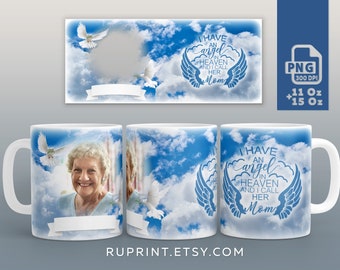 Mom/Mum Memorial mug wrap, Photo mug wrap png, memorial mug template, 11 & 15 Oz photo mug template