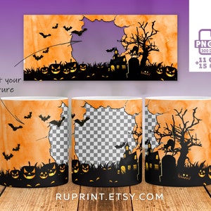 Mug wrap Halloween, Photo mug Digital template for sublimation in Mugs 11Oz and 15Oz, Halloween mug template, sublimation designs downloads