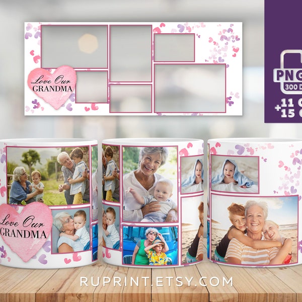 Love Our Grandma - mug sublimation design png, mug with photo, Digital template for sublimation in Mugs, Mug Design Template