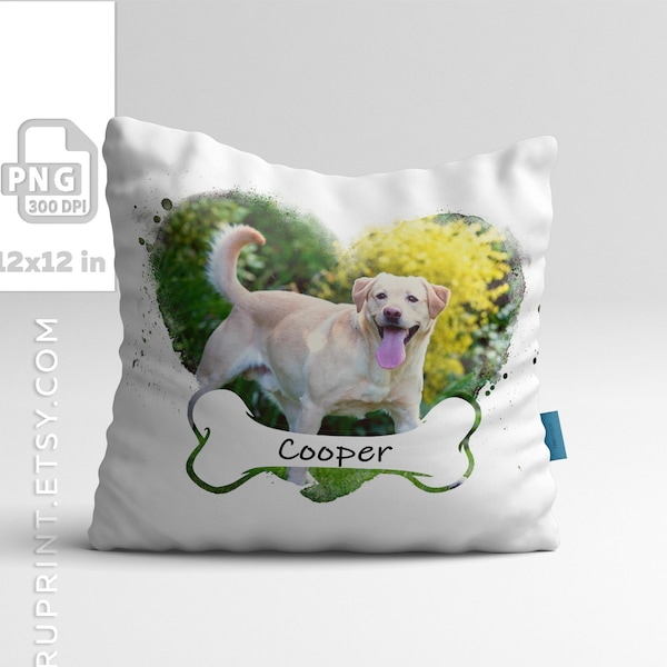 Dog photo pillow design png, Pet custom photo pillow design for sublimation