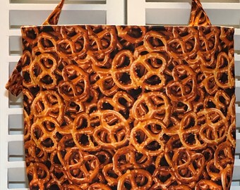 PRETZELS -- Car Trash Bag with Waterproof Liner-- Washable Garbage Bag -- Adjustable Bag -- Litter Bag -- Large Bag -- Reusable Car Bag