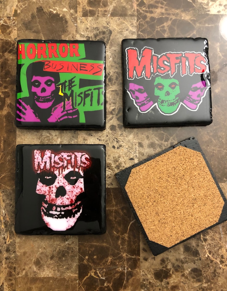 Handmade Tile Resin Coasters Set of 4 Customized Drink Coasters Misfits