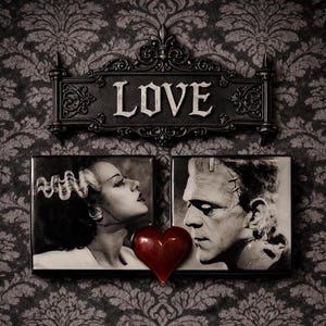 Custom Wall Tile Decor~ Frankenstein and The Bride of Frankenstein, Home Decorations, Gifts