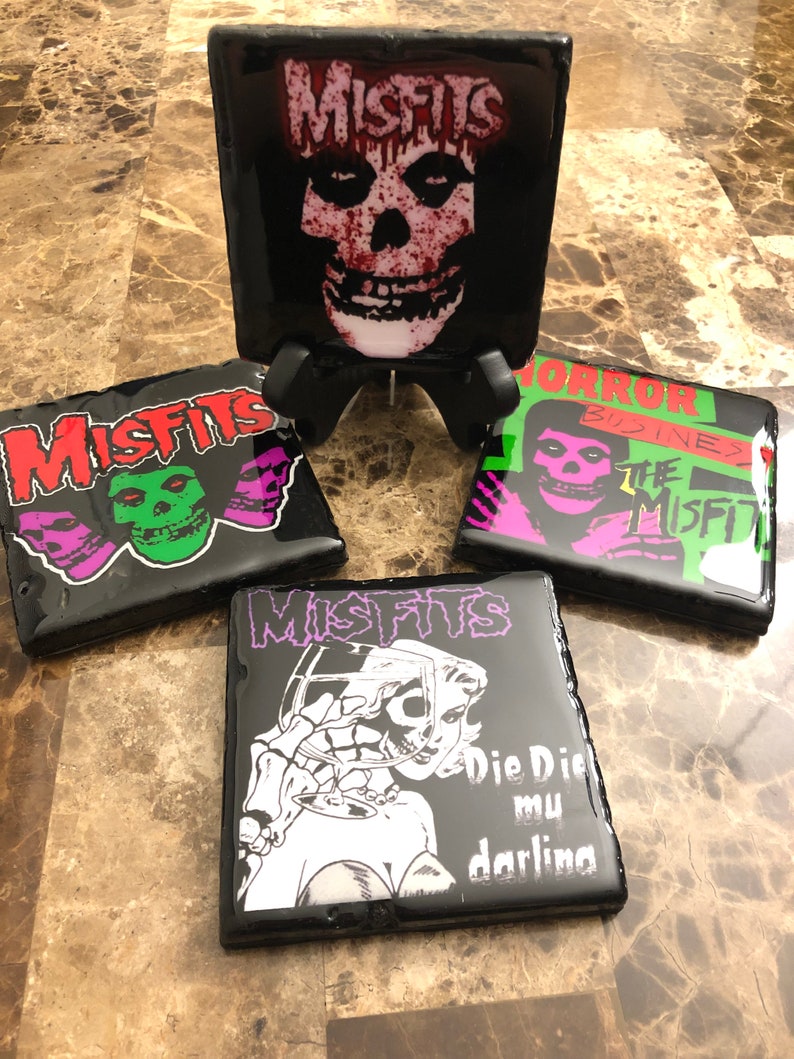 Handmade Tile Resin Coasters Set of 4 Customized Drink Coasters Misfits
