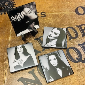Custom Wall Decor Original Goth Babes featuring Vampira, Morticia Addams, Lily Munster & Bride of Frankenstein. Wall Art Customized Gifts