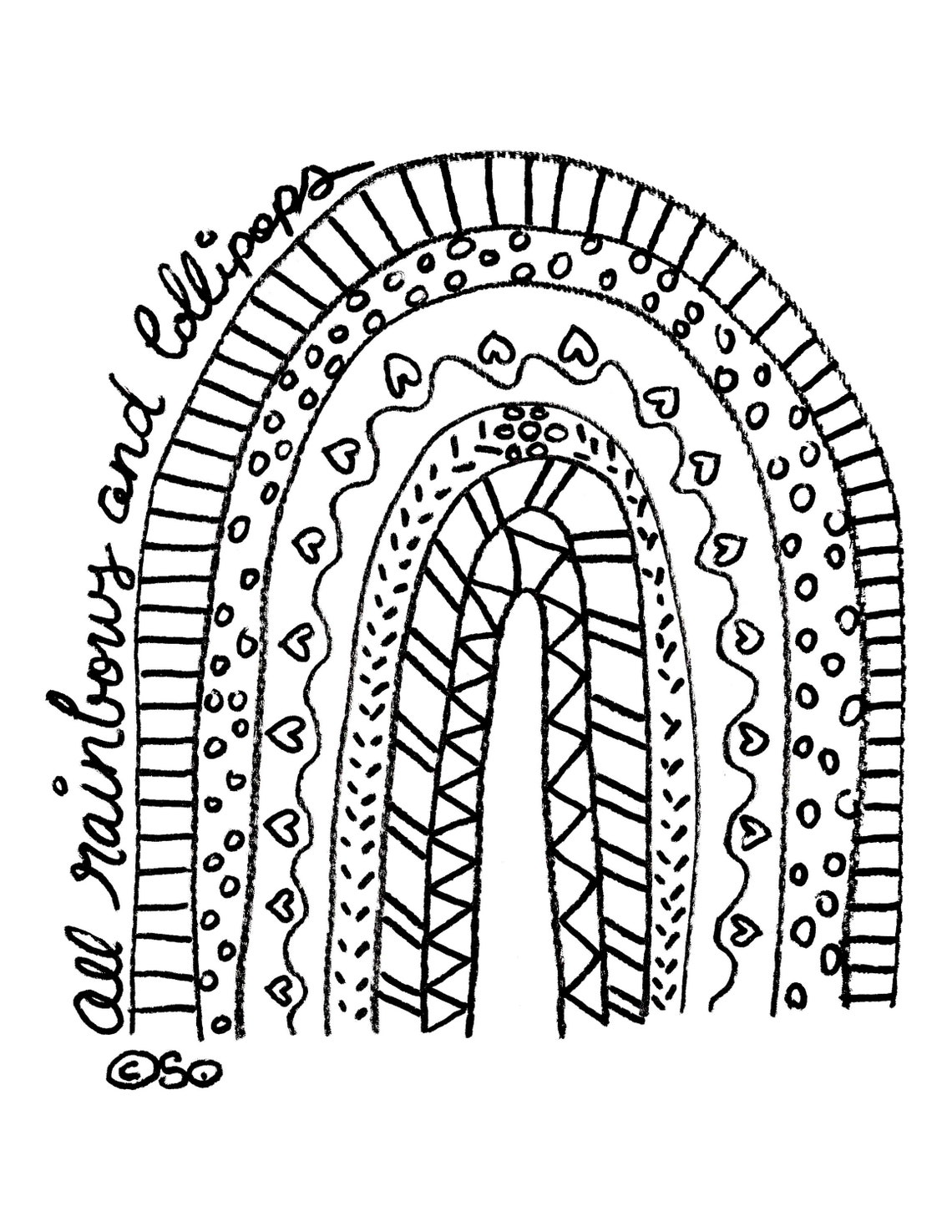 Rainbows & Lollipops Coloring Page - Etsy