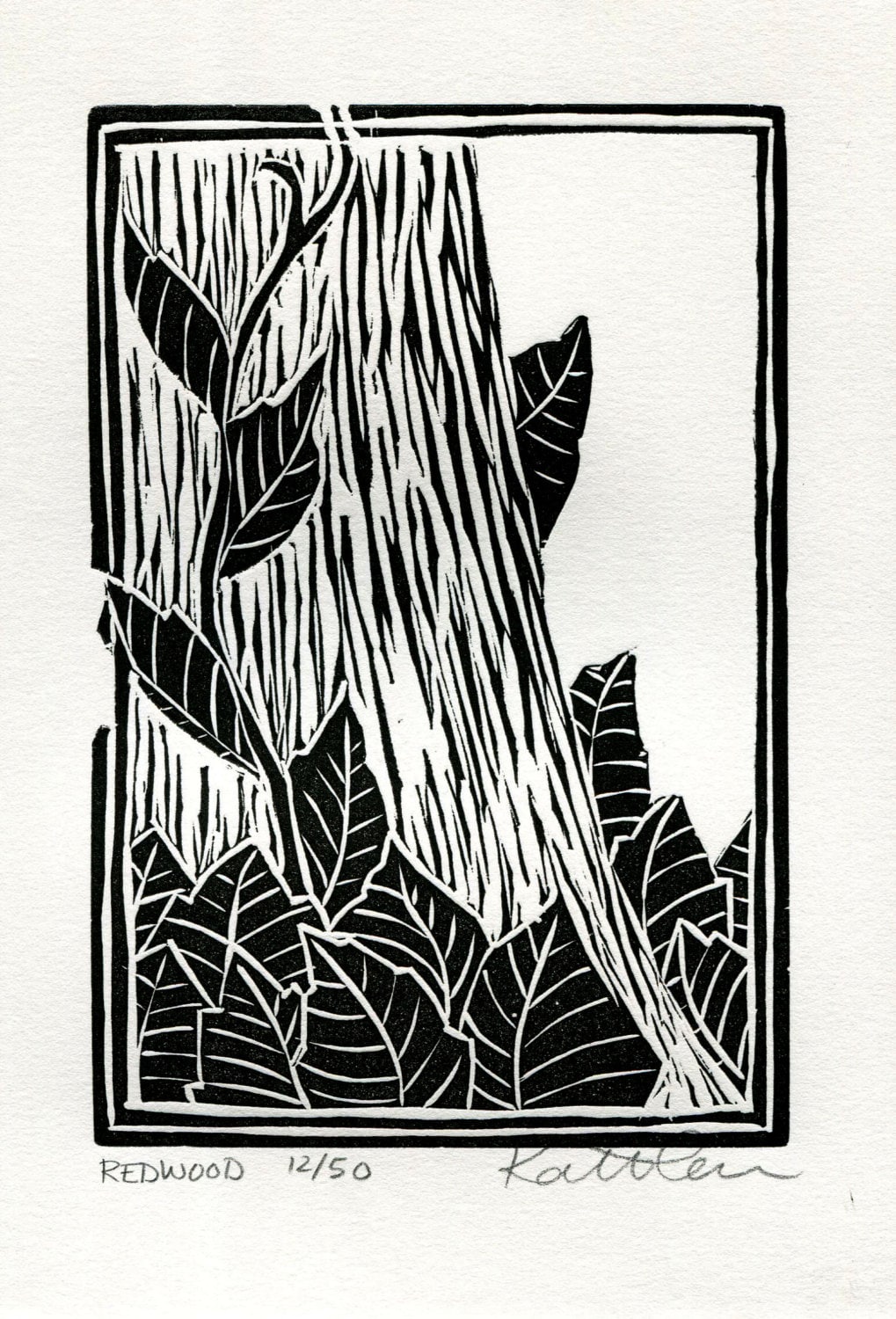 Redwood Tree Linocut Print - Etsy Australia