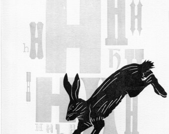 Jackrabbit Wood Type Letterpress Print - Multi-color Block