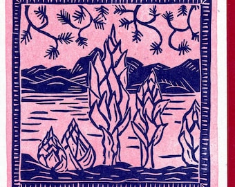 Lake Tahoe Snow Flower Letterpress Greeting Card