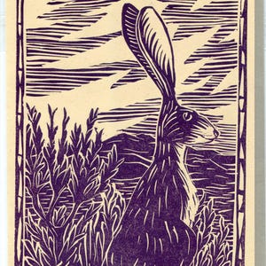 Black Eared Jackrabbit Letterpress Greeting Card
