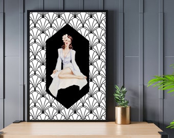 1920s pinup,vintage art nouveau,1920s,art deco style, great gatsby style,vintage style,art nouveau fashion,JPG,Digital Download, 4 sizes