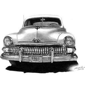 Vintage Mercury, Mercury, Vintage autos, Black and white art, Digital download, Original art, Nostalgia, 1951,old cars,masculine wall art