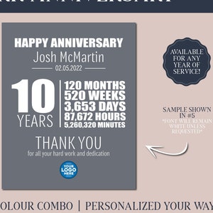 Work Anniversary Gift, Employee Appreciation Present, Years of Service, Retirement Gift, Any Year, Employee Gift