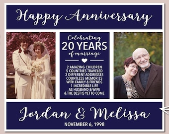 20th Anniversary Gift, 20th Wedding Anniversary, Then and Now