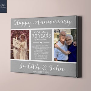 70th Anniversary Gift, 70th Wedding Anniversary, Then and Now Photo, Anniversary Gift for Parents, 70 Year Anniversary Present for Couple