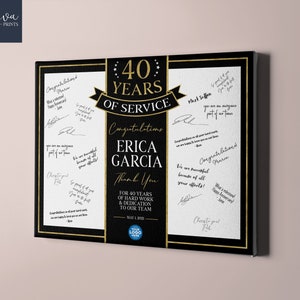 Assinaturas de aniversário de 40 anos de trabalho, livro de visitas de 40 anos de trabalho, presente de agradecimento, anos de serviço, aposentadoria, reconhecimento de funcionários, apreciação