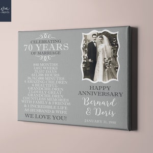 Regalo del 70 aniversario, 70 aniversario de bodas, foto de boda, regalo de aniversario para padres, regalo de aniversario de 70 años para pareja