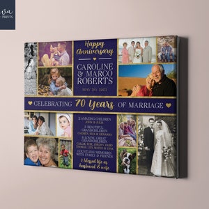 70th Wedding Anniversary, 70th Anniversary Gift, 70 Years Photo Collage, Personalized Anniversary Gift, Anniversary Present for Parents