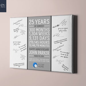 25th Work Anniversary Signatures, Guest Book, 25 Year Employee Anniversary, Colleague Gift, 25 Years of Service, Retirement Gift, Any Year