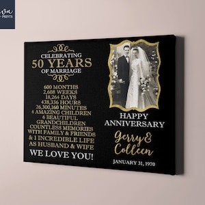 50th Anniversary Gift, 50th Wedding Anniversary Gifts, Wedding Photo, Anniversary Gift for Parents, 50 Year Anniversary Present for Couple