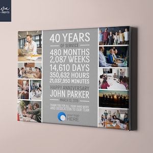 40th Work Anniversary Photo Collage, 40 Year Employee Anniversary Present, 40 Years of Service, Retirement Gift Idea, Colleague Gift Idea