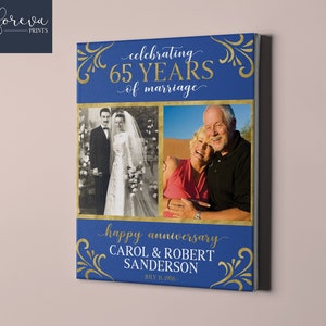 Regalo del 65.º aniversario, 65.º aniversario de bodas, foto de antes y ahora, regalo de aniversario para los padres, regalo de 65 años para la pareja