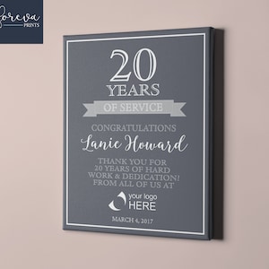 20 Year Work Anniversary Print, 20th Work Anniversary digital print, personalized, thank you gift, years of service, employee recognition