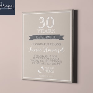 30° anniversario di lavoro - Idea regalo personalizzata per riconoscimento dei dipendenti - 30° anniversario di lavoro o pensionamento - Colori, testo, logo aziendale personalizzati