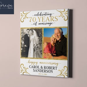 70th Anniversary Gift, 70th Wedding Anniversary, Then and Now Photo, Anniversary Gift for Parents, 70 Year Anniversary Present for Couple