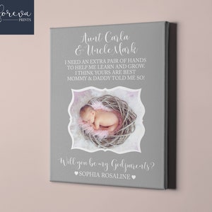 Godparents Proposal, Will You Be my Godparents? Godparents Gift Idea, Personalized Baby Photo Godparent Proposal, Godparent Christening Gift