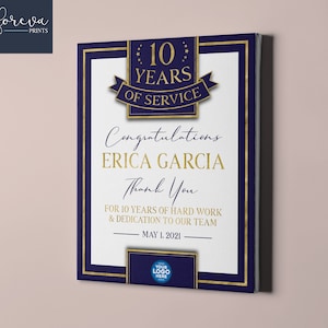 10th Work Anniversary Print, Work Gift Idea, Employee Anniversary Gift, 10 Years of Service, Colleague Work Plaque, Retirement Gift