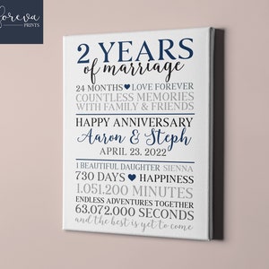 Idea de regalo del segundo aniversario de boda - Regalo del segundo aniversario para él - Signo de aniversario de casado de 2 años - Regalo de 2 años para el esposo o la esposa