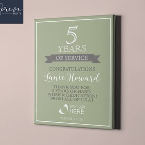 5 Year Work Anniversary Print, gift idea, customizable, thank you gift, years of service, retirement, employee recognition, appreciation