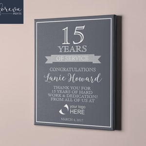 15 Year Work Anniversary Print, 15th Work Anniversary, personalized, thank you gift, years of service, employee recognition, appreciation
