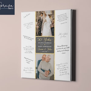Poster con firma del libro degli ospiti per il 50° anniversario di matrimonio, libro degli ospiti fotografico personalizzato, 50 anni di matrimonio, decorazioni per la festa del 50° anniversario