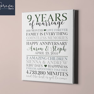 Idea de regalo del 9.º aniversario de boda - Regalo del 9.º aniversario para él - Signo de aniversario de 9 años de casado - Regalo de 9 años para el marido o la esposa