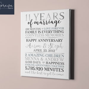 Idea de regalo del 11.º aniversario de boda - Regalo del 11.º aniversario para él - Signo de aniversario de 11 años de casado - Regalo de 11 años para marido o esposa