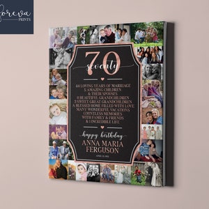 70er Geburtstag benutzerdefinierte Leinwand - Fotocollage Poster für Männer und Frauen - Personalisiertes 70er Geburtstag Geschenk - Einzigartige Geschenkidee 70er Geburtstag