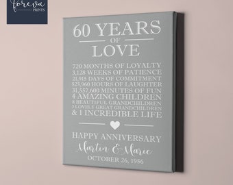 60th Anniversary, 60th Anniversary Gift, Personalized Gift for Parents, 60 Years Anniversary Present, 60th Wedding Anniversary