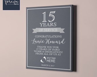15 Year Work Anniversary Print, 15th Work Anniversary, personalized, thank you gift, years of service, employee recognition, appreciation