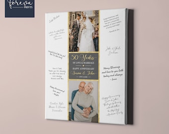 Poster signature du livre d'or du 50e anniversaire de mariage, livre d'or photo personnalisé, 50 ans de mariage, décorations de fête du 50e anniversaire