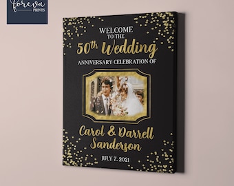 Wedding Anniversary Welcome Poster, Personalized Photo Sign, Years of Marriage, Wedding Anniversary Party Decorations, Party Supplies